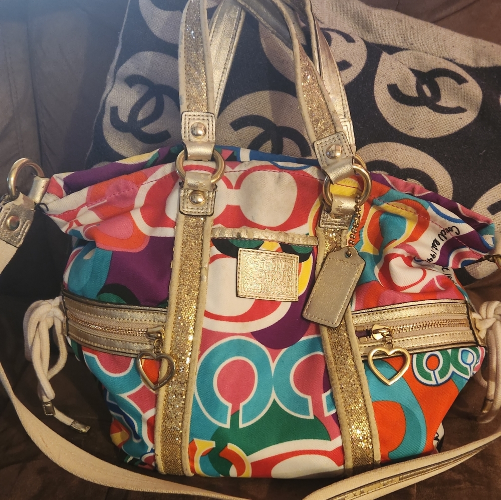 Coach multi colored handbag